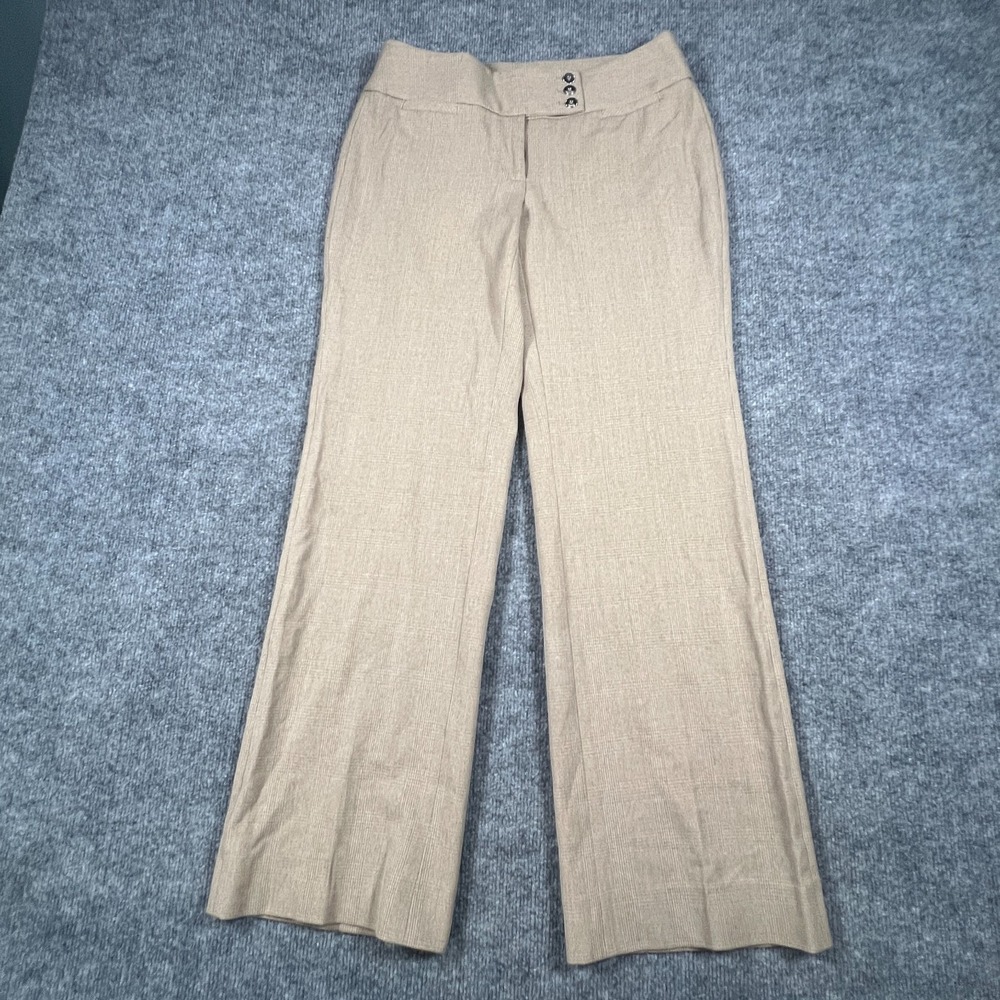White House Black Market Legacy Dress Pants Womens 4R Beige Houndstooth Bootcut